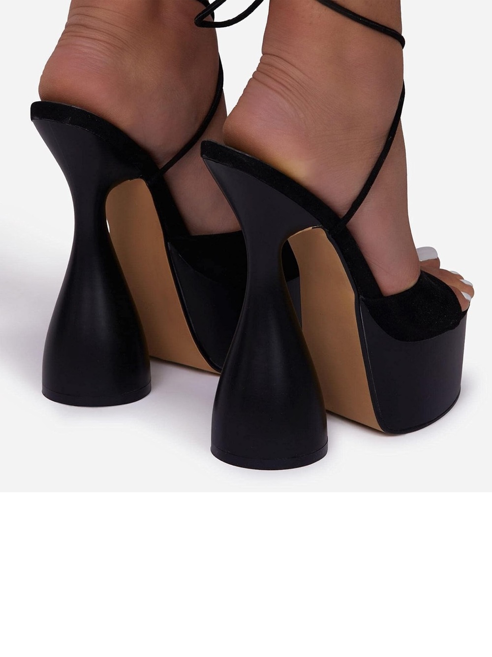 High Heels Fashion Platform Ankle Straps Special Heel Round Open Toe - Picture 3 of 5